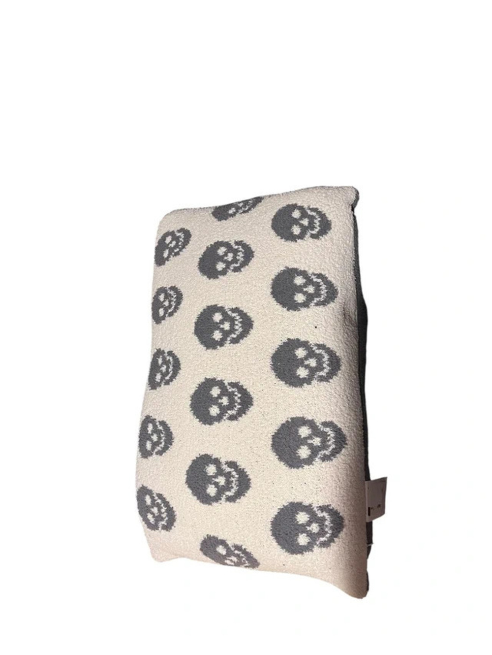 Reversible Gray Skull Pillow 14x24 Halloween Gothic Spooky Throw Lumbar Decor